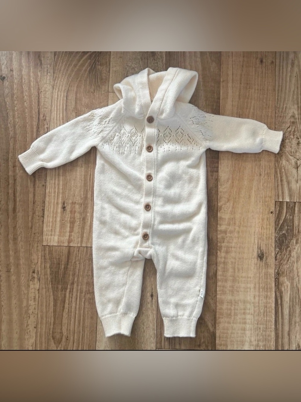 Carter's Cream Hooded Knit One-Piece Bodysuit 6 months